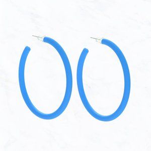Sapphire Rubber Color Coated Hoop Earrings